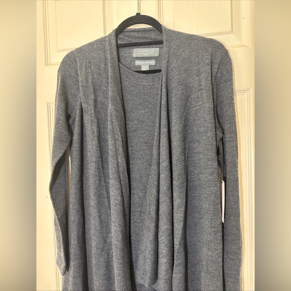 NWT Women’s Dark Gray Dress Size Small Pure Extra Fine Merino Long Sleeve Dress